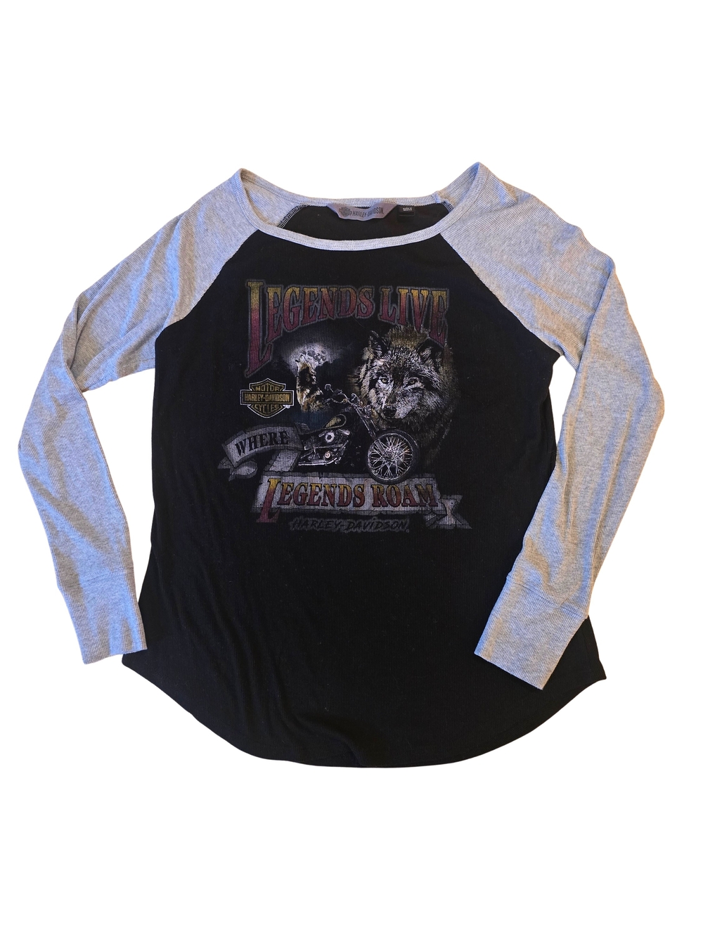 Harley-Davidson 'Legends Live' Raglan Tee - Black & Gray